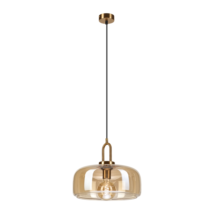 Lustră cu cablu AMAYA 1xE27/15W/230V aurie/bej fumuriu