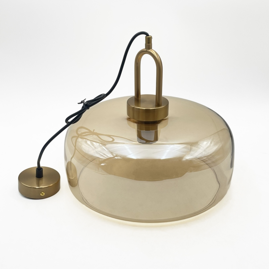 Lustră cu cablu AMAYA 1xE27/15W/230V aurie/bej fumuriu