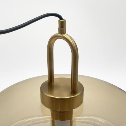 Lustră cu cablu AMAYA 1xE27/15W/230V aurie/bej fumuriu