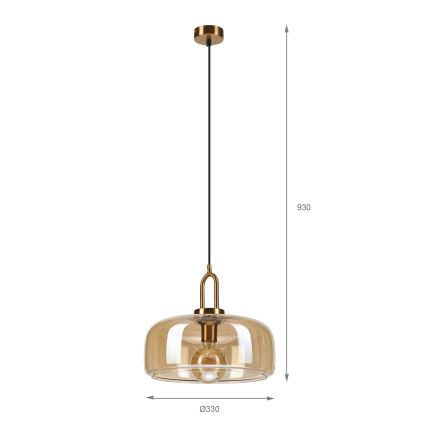 Lustră cu cablu AMAYA 1xE27/15W/230V aurie/bej fumuriu