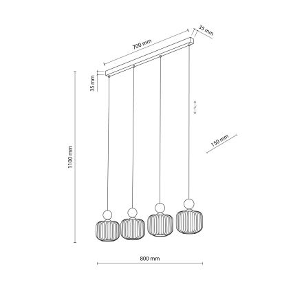Lustră cu cablu BALLO, 4 x E14, 10 W, 230 V, bej