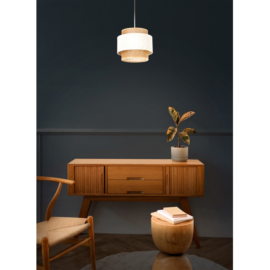 Lustră cu cablu BOHO 1xE27/60W/230V, Ø 20 cm, crem/jută