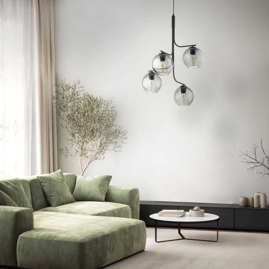 Lustră cu cablu CESAR 4xE27/15W/230V negru/gri fumuriu