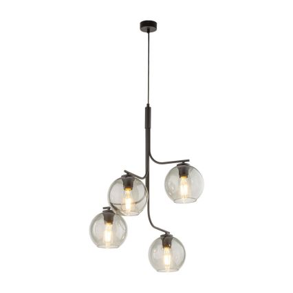 Lustră cu cablu CESAR 4xE27/15W/230V negru/gri fumuriu