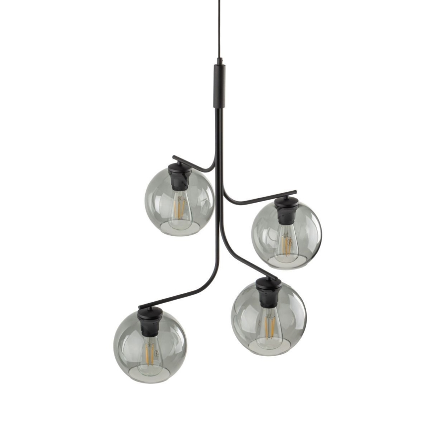 Lustră cu cablu CESAR 4xE27/15W/230V negru/gri fumuriu