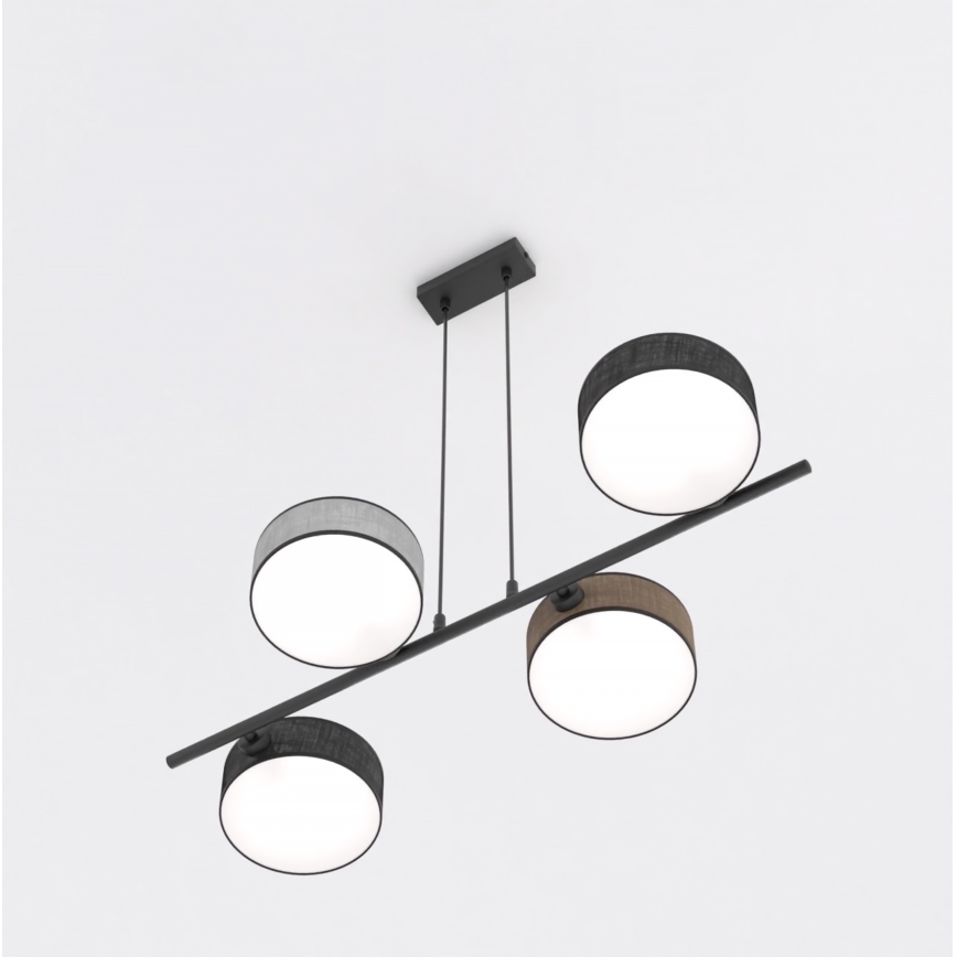 Lustră cu cablu DRUMZ 4xE14/10W/230V negru/maro/gri