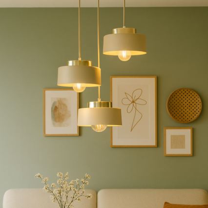Lustră cu cablu IGNIA 3xE27/60W/230V bej/auriu