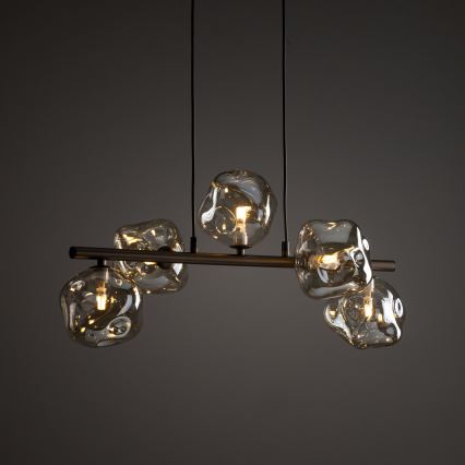 Lustră cu cablu LAVA 5xG9/8W/230V bronz/bej fumuriu