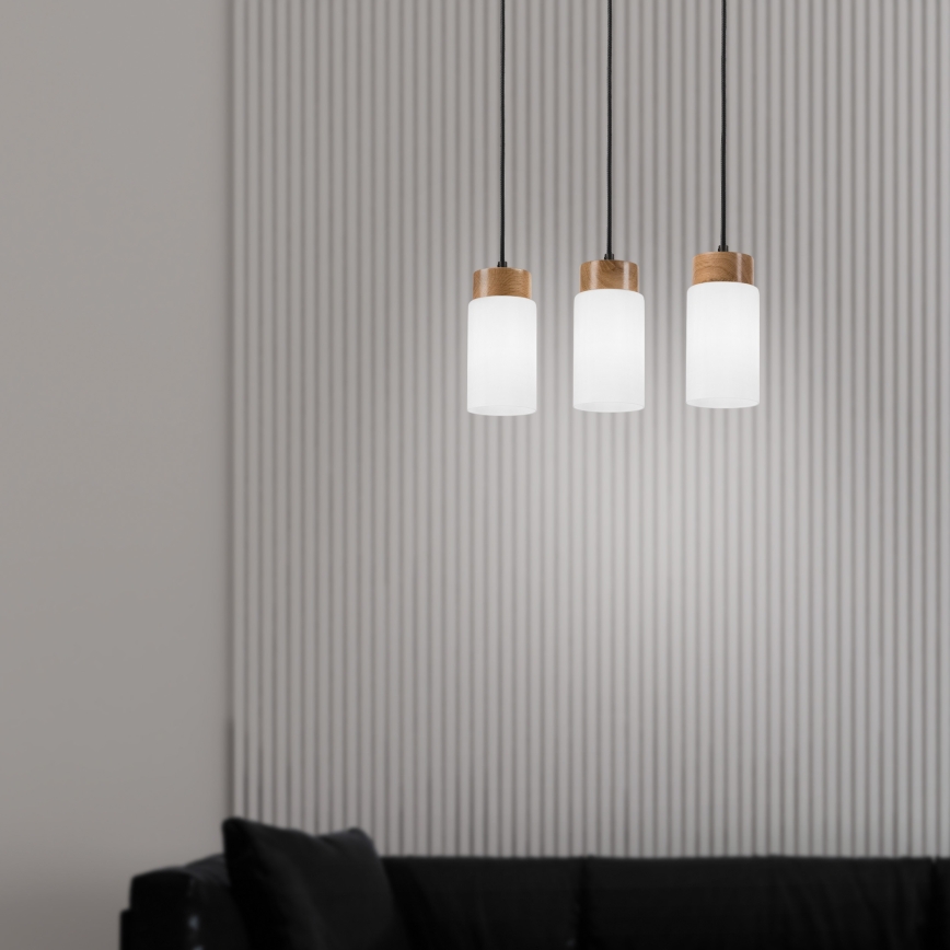 Lustră cu cablu MARKUS 3xE27/15W/230V negru/stejar