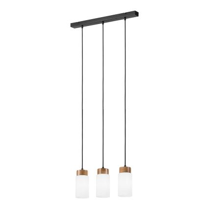 Lustră cu cablu MARKUS 3xE27/15W/230V negru/stejar