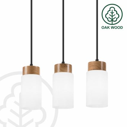 Lustră cu cablu MARKUS 3xE27/15W/230V negru/stejar