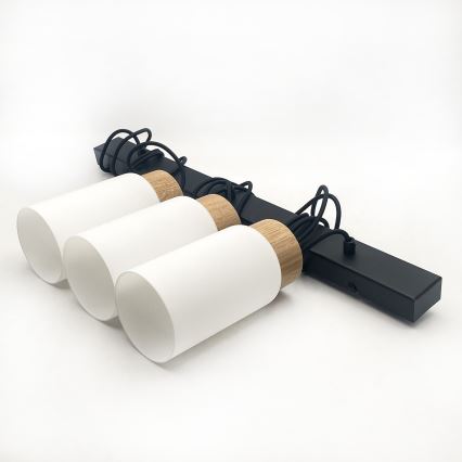 Lustră cu cablu MARKUS 3xE27/15W/230V negru/stejar