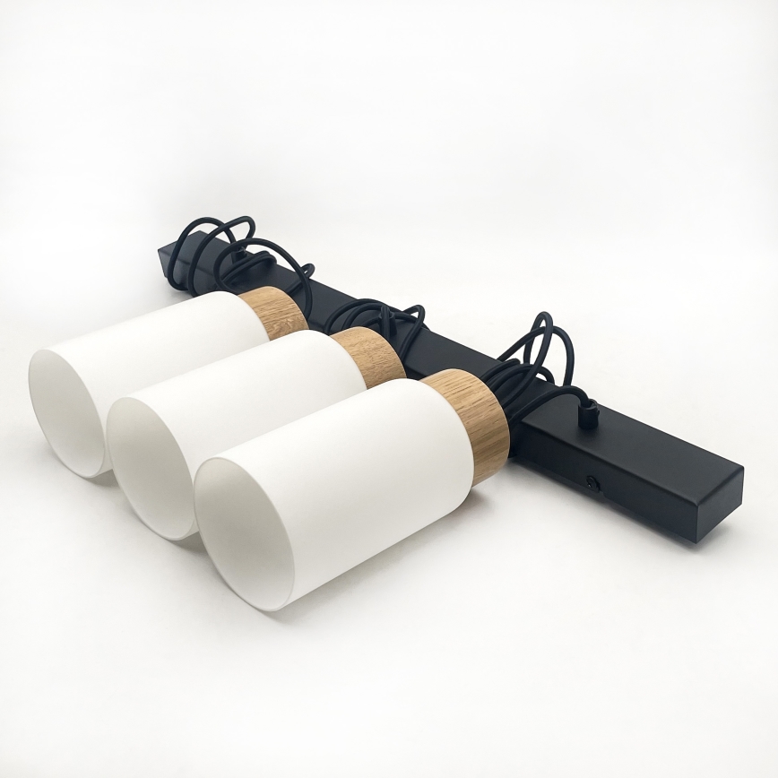 Lustră cu cablu MARKUS 3xE27/15W/230V negru/stejar