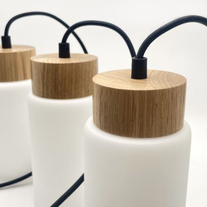 Lustră cu cablu MARKUS 3xE27/15W/230V negru/stejar