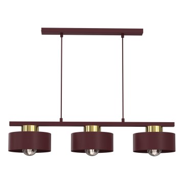 Lustră cu cablu MARTI 3xE27/15W/230V bordo/auriu