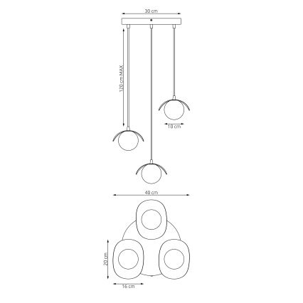 Lustră cu cablu RITUAL 3xG9/8W/230V, neagră