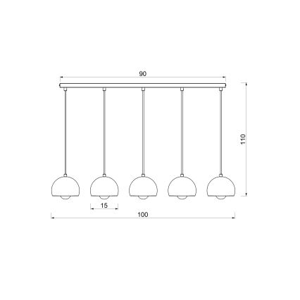 Lustră cu cablu SOOL 5xE27/15W/230V negru