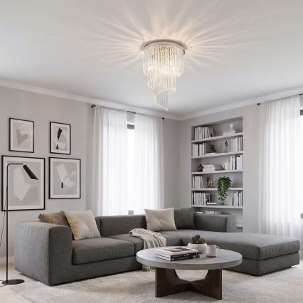 Lustră de cristal aplicată Ideal Lux CARLTON 12xE14/40W/230V crom