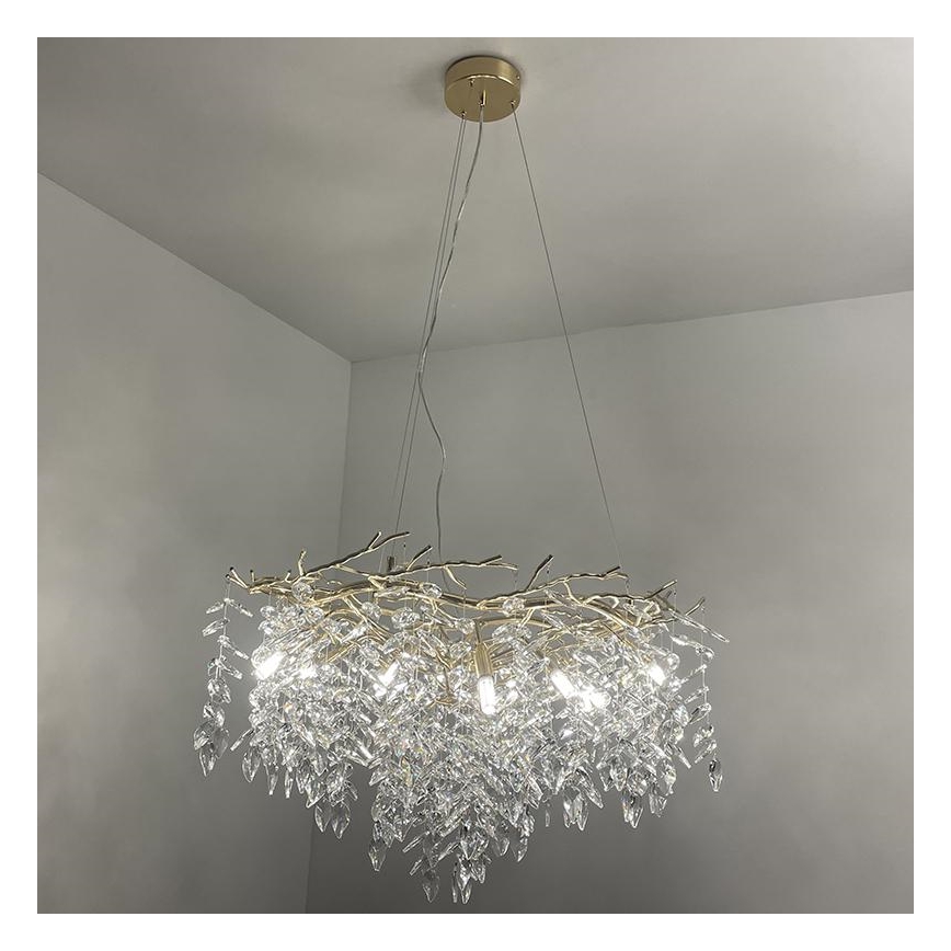 Lustră de cristal pe cablu 12xG9/40W/230V auriu