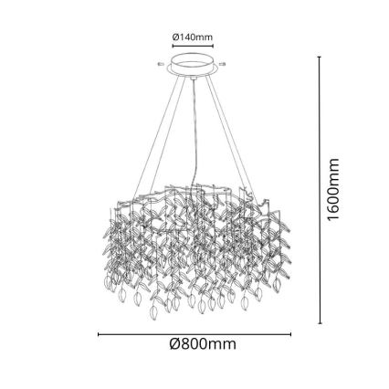 Lustră de cristal pe cablu 12xG9/40W/230V auriu