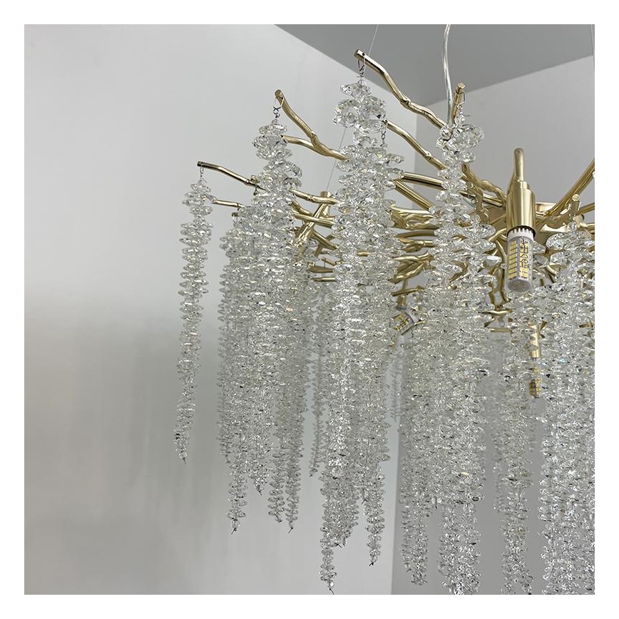 Lustră de cristal pe cablu 13xG9/40W/230V auriu