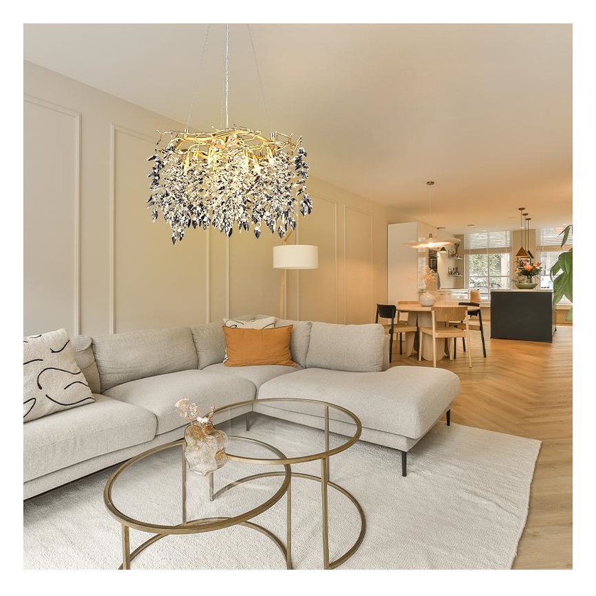 Lustră de cristal pe cablu 9xG9/40W/230V auriu