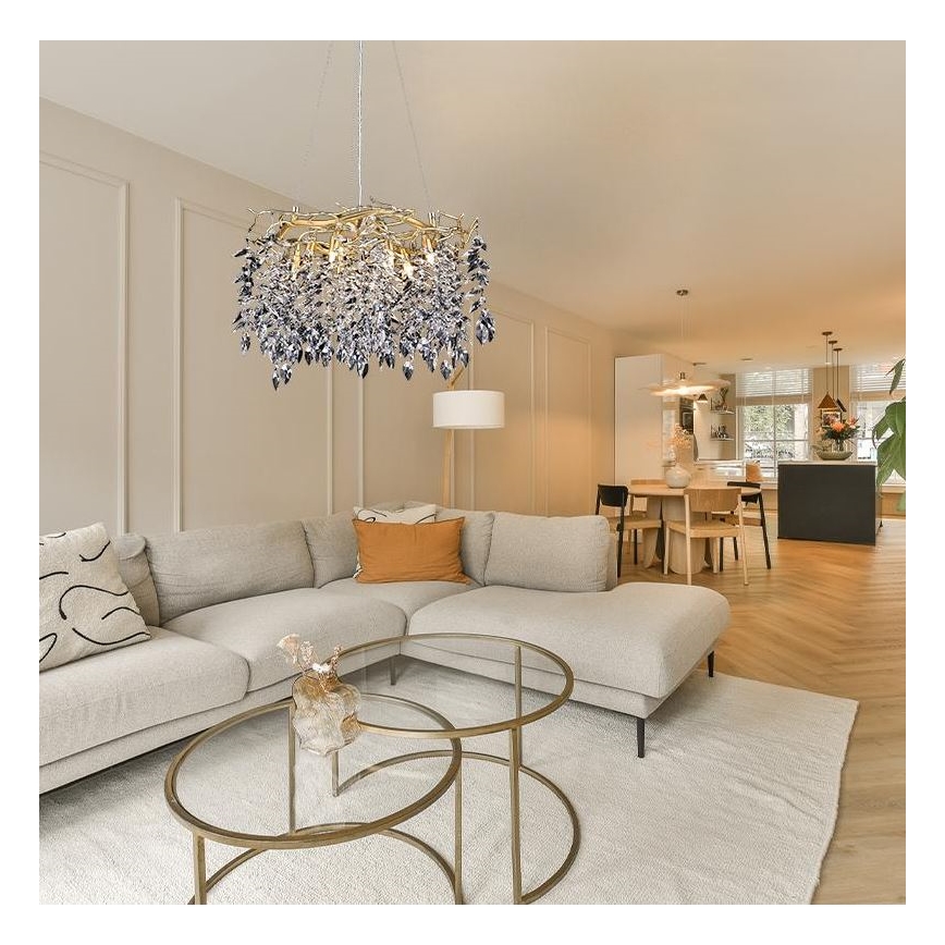 Lustră de cristal pe cablu 9xG9/40W/230V auriu