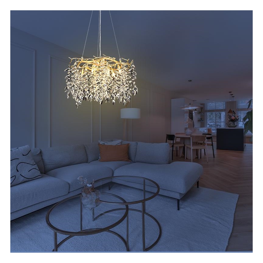 Lustră de cristal pe cablu 9xG9/40W/230V auriu