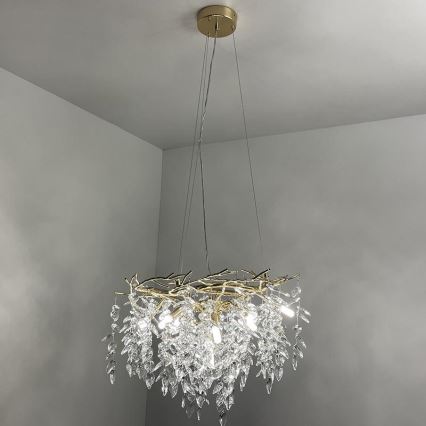 Lustră de cristal pe cablu 9xG9/40W/230V auriu