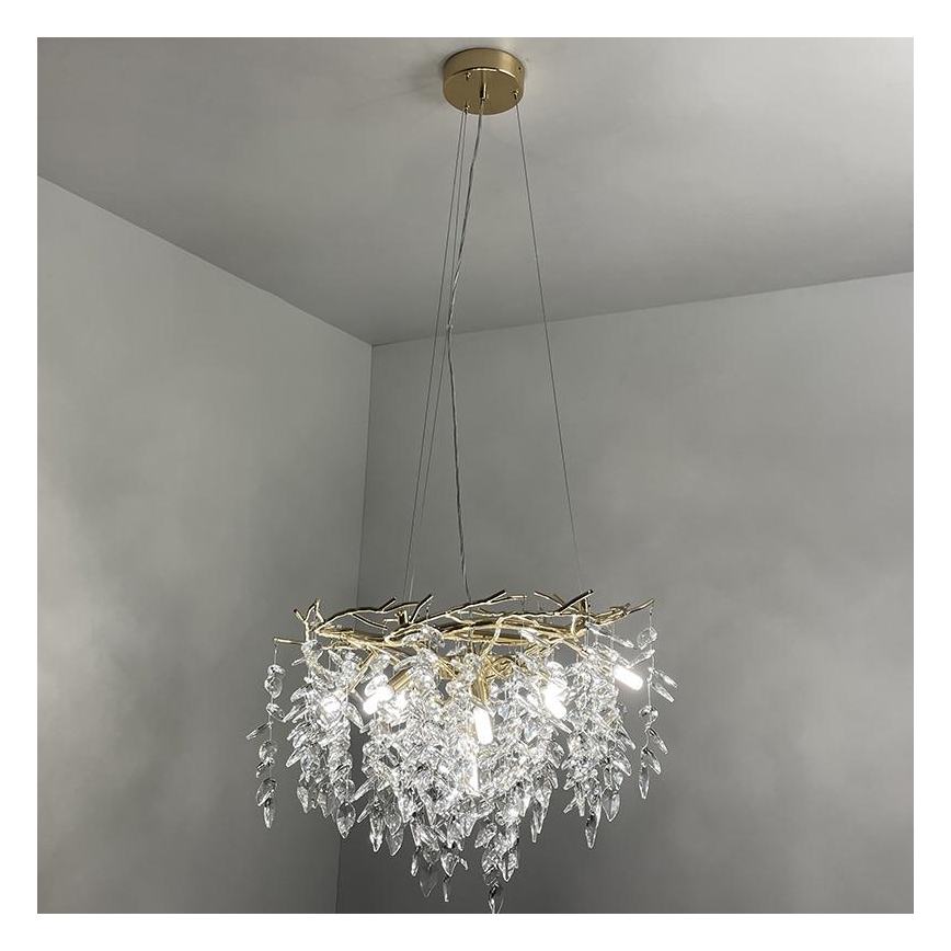 Lustră de cristal pe cablu 9xG9/40W/230V auriu