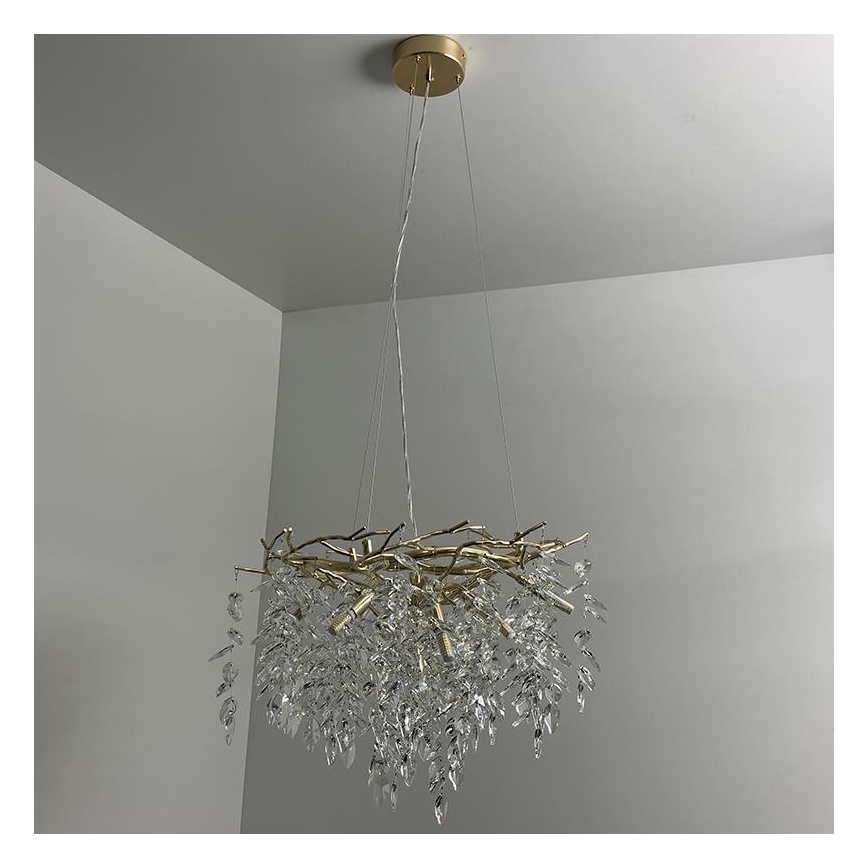 Lustră de cristal pe cablu 9xG9/40W/230V auriu