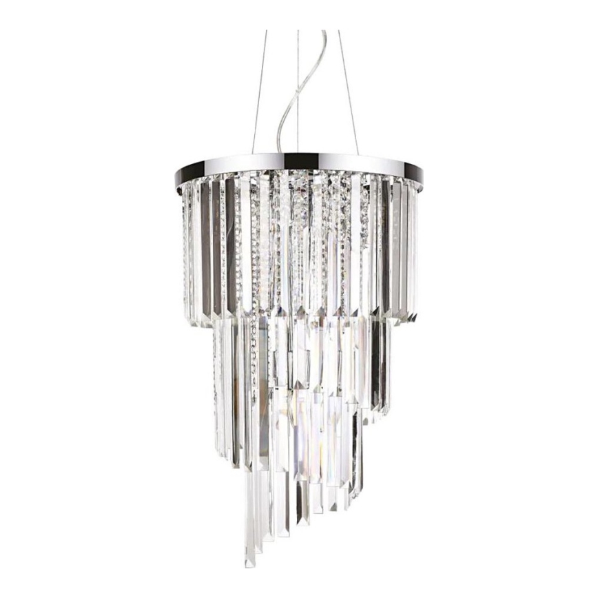Lustră de cristal pe cablu Ideal Lux CARLTON 8xE14/40W/230V d. 40 cm crom lucios