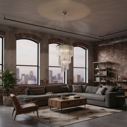 Lustră de cristal pe cablu Ideal Lux CARLTON 8xE14/40W/230V d. 40 cm crom lucios