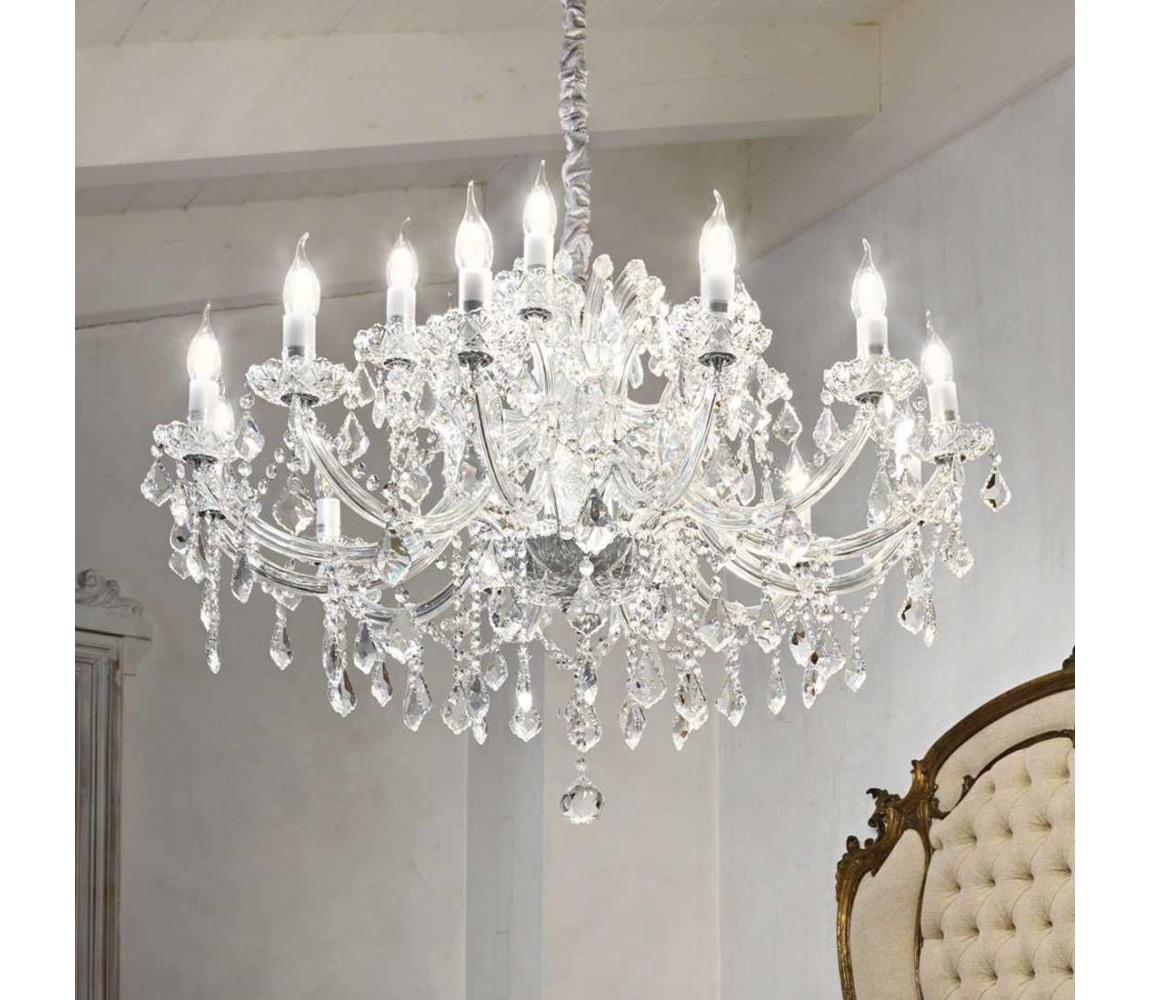 Lustră de cristal pe cablu Ideal Lux NAPOLEON 18×E14/40W/230V