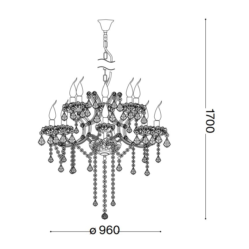Lustră de cristal pe cablu Ideal Lux NAPOLEON 18×E14/40W/230V