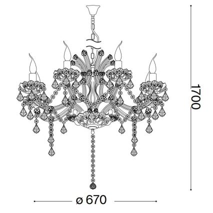 Lustră de cristal pe cablu Ideal Lux NAPOLEON 8xE14/40W/230V