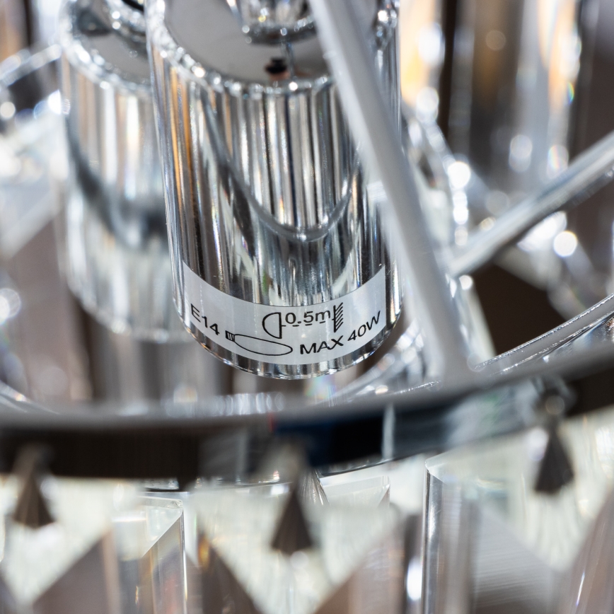 Lustră de cristal pe lanț Brilagi MOZART 4xE14/40W/230V crom lucios