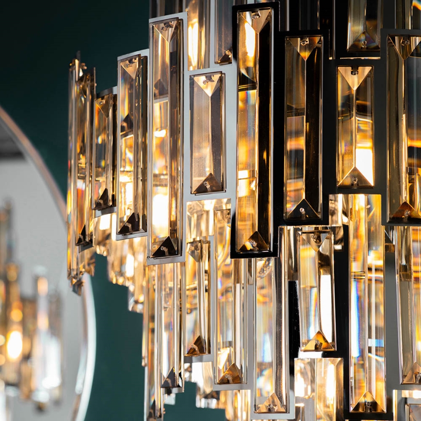 Lustră de cristal pe lanț Endon 72744 VIVIANA 12xE14/40W/230V crom lucios/fumuriu