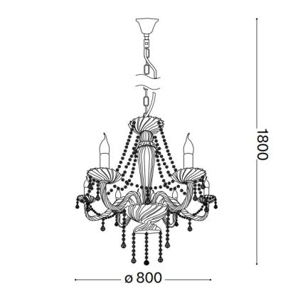 Lustră de cristal pe lanț Ideal Lux AMADEUS 8xE14/40W/230V d. 80 cm transparent