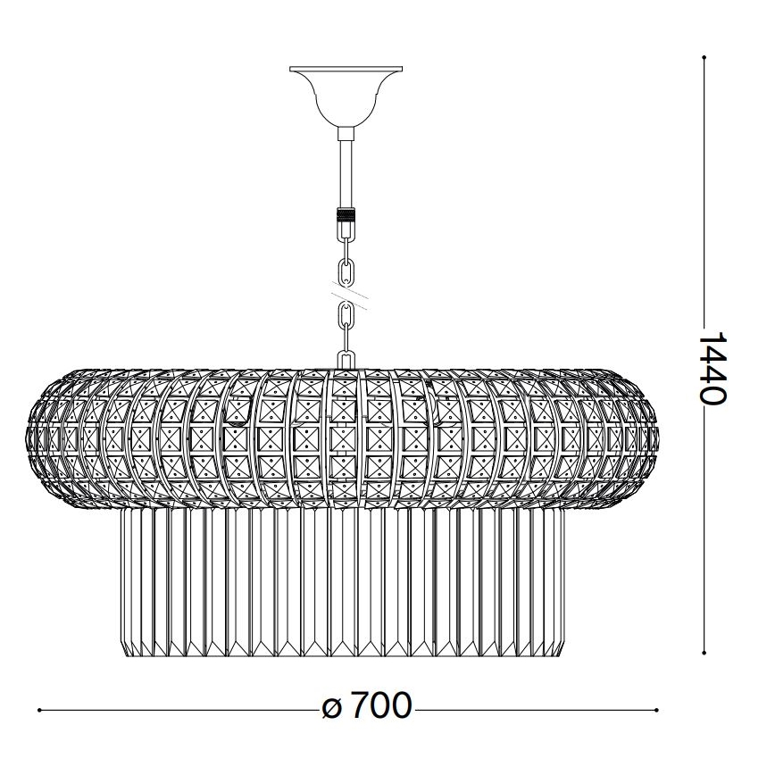 Lustră de cristal pe lanț Ideal Lux NABUCCO 16xE14/40W/230V d. 70 cm auriu