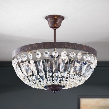 Lustră de cristal pe tijă ARILA 3xE14/40W/230V d. 40 cm maro/patină
