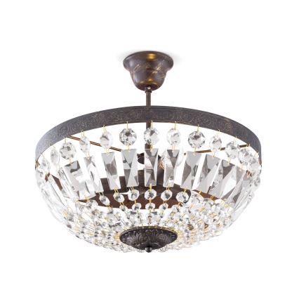 Lustră de cristal pe tijă ARILA 3xE14/40W/230V d. 40 cm maro/patină