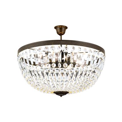Lustră de cristal pe tijă ARILA 6xE27/60W/230V d. 60 cm maro/patină