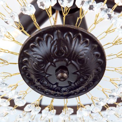 Lustră de cristal pe tijă ARILA 6xE27/60W/230V d. 60 cm maro/patină