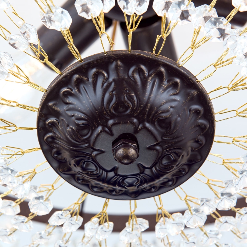 Lustră de cristal pe tijă ARILA 6xE27/60W/230V d. 60 cm maro/patină