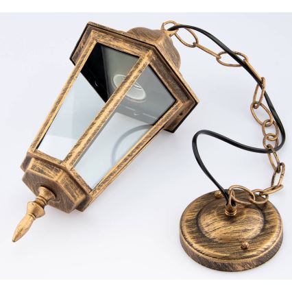 Lustră de exterior pe lanț 1xE27/60W/230V aurie IP44