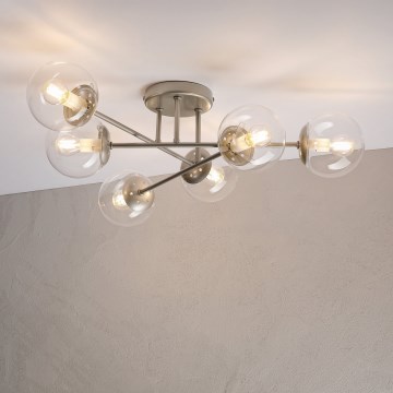 Lustră de tavan aplicată MALENA 6xE14/5W/230V crom mat/clar