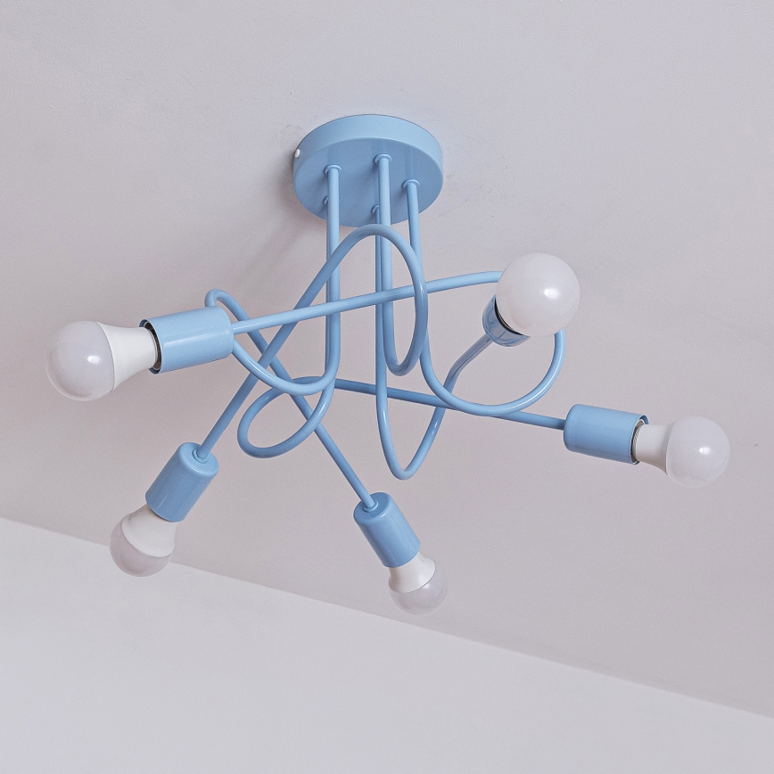 Lustră de tavan aplicată OXFORD 5xE27/15W/230V albastru