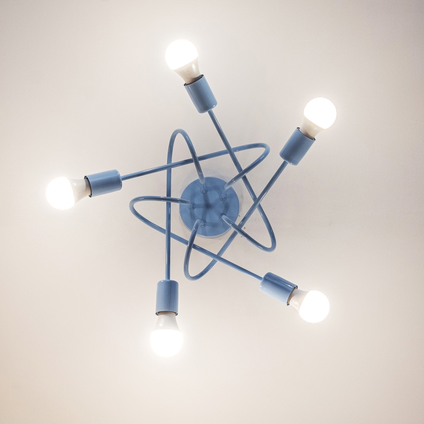 Lustră de tavan aplicată OXFORD 5xE27/15W/230V albastru