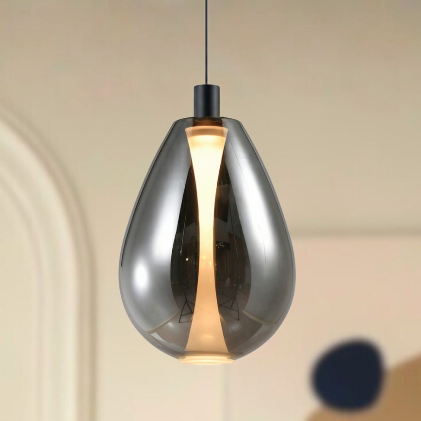 Lustră DENSO suspendată pe cablu, 1xGU10/10W/230V, Ø 30 cm, finisaj negru cromat